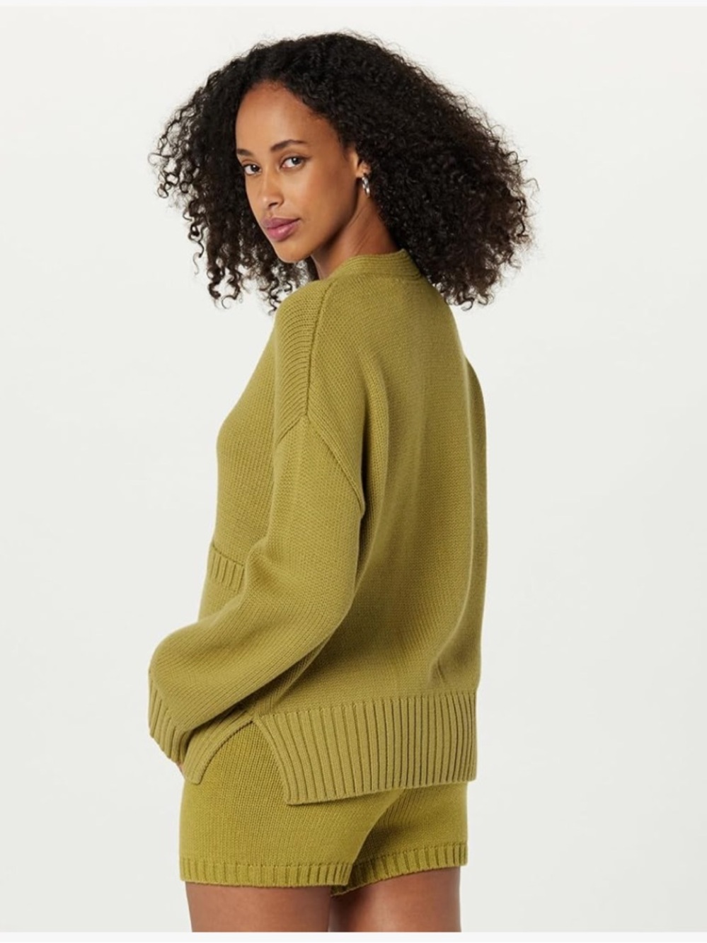 The Drop Brigitte cardigan olive green cotton sweater size Small S - Picture 3 of 10